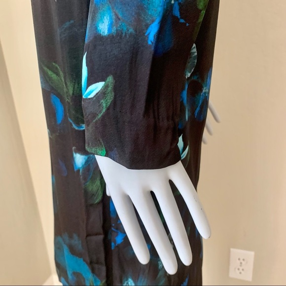 NWT JIGSAW LONDON Romantic Twist Front Navy Floral V-Neck Long Sleeve Midi Dress - Picture 15 of 16